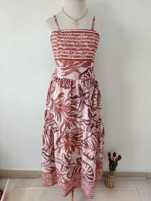 vestido longa feminina estampada com bojo tecido crepp - Café - Visão 2
