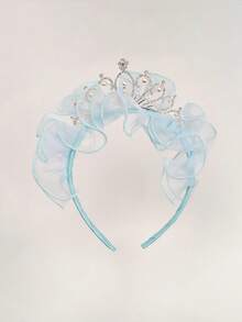 1pc Girl's Birthday Crown Headband, Photo Prop Costume Accessory, Princess Hair Clip - Blue - View 6
