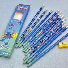 Bộ 12 bút chì gỗ 2B hình hoạt hình Stitch, Judy và Nick, thích hợp cho họa sĩ và người mới bắt đầu, đồ dùng văn phòng, văn phòng phẩm học sinh, quà tặng sinh nhật/năm mới lý tưởng. - Bút khâu - Xem 5