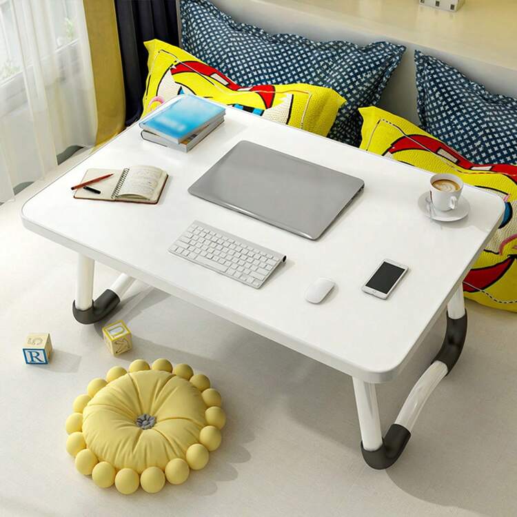 1件装可折叠笔记本电脑桌，便携式床上托盘桌，学生宿舍书桌，野餐桌，白色 - 白色 - 查看 8