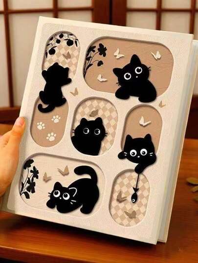 1 pieza Álbum de fotos para niños, 1 pieza Álbum de fotos conmemorativo de gatitos, Álbum de fotos multifuncional para registro del crecimiento de la pareja, puede insertar fotos impresas de 3 pulgadas (puede contener 200 fotos), Álbum conmemorativo