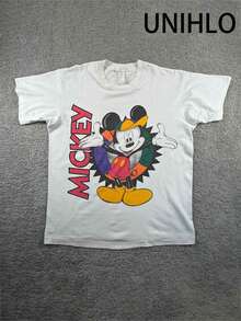 Disney UNIHLO Mickey  Print  Summer Casual Versatile Pure Cotton T-Shirt Suitable For Any Place - trắng - Xem 1