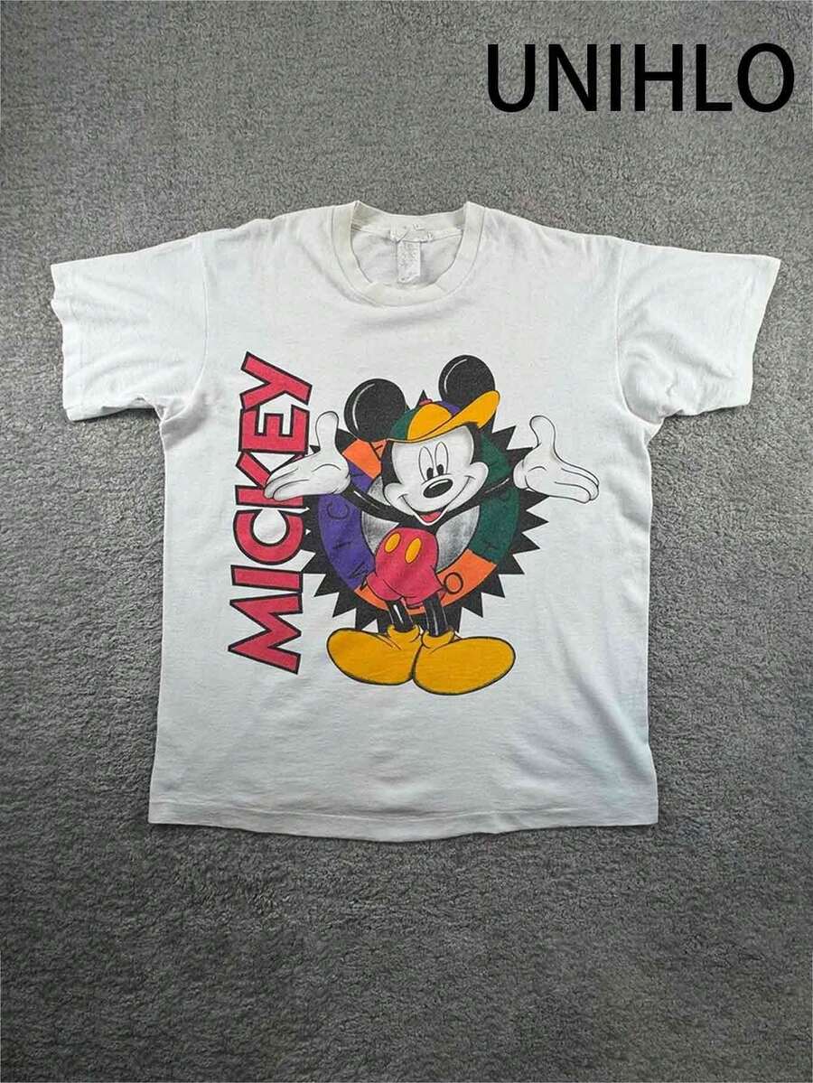 Disney UNIHLO Mickey  Print  Summer Casual Versatile Pure Cotton T-Shirt Suitable For Any Place - trắng - Xem 1