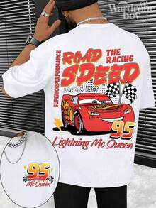 Disney Printed T-Shirt,Men's 95 Lightning McQueen T-Shirts, Disney Cars Movie T-Shirts, Magic Kingdom T-Shirts, Disney Roadster Speed T-Shirts, Quick Load T-Shirts, Unisex,High-Quality Pure Cotton T-Shirt,Suitable For All Seasons, Comfortable And Breathable| Exquisite Design | The Best Choice For Giving Gifts - trắng - Xem 1