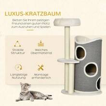 109cm Cat Tree With Scratching Post And Cat Cushion, Sisal Posts, Modern White And Grey Design For Cat Lovers - White + Gray - View 6