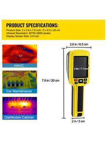 Thermal Imaging Camera, 60x60 (3600 Pixels) IR Resolution Infra-Red Camera With 2.8" Color Display Screen, Built-In SD Card And Li-Ion Battery, For HVAC, Electrical System Automatic Detect - Yellow - View 7