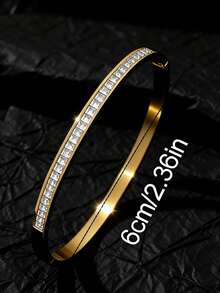 Znice 2026 New 18K Gold Plated Stainless Steel Sparkling Floral Rhinestone Bracelet Set, Fashionable Waterproof Tarnish Resistant, Christmas/Valentine's Day Gift For Parents, Daughter, Son - Gold - View 10
