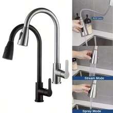 1 pieza Grifo multiusos de acero inoxidable 304 de tono plateado moderno con varios modos de flujo de agua, apto para lavabo de baño, balcón, lavandería, inodoro, fregadero de cocina, retráctil, hogar, restaurante, hotel - Multicolor - Ver 2