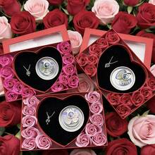 A Box Valentine'sa Day Surprise: Heart Shaped Rose Gift Box With Love Pearl Necklace Set - Multicolor - View 9