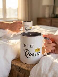 国王和王后情侣马克杯套装，11盎司陶瓷咖啡杯带把手，保温旅行杯，情人节结婚纪念日礼物 - 黑色 - 查看 14