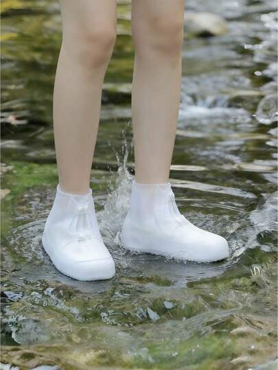 1 Pair Unisex Waterproof Rain Shoe Covers, Anti-Slip Thick Sole, Adjustable Double Buckle, Suitable For Outdoor Travel, Beach, Snow, Rain, Reusable, Great Gift For Father, Friends, Husband