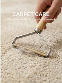 1/2 件装手动除毛器，带木柄，适用于衣物、毛衣和织物，可去除宠物毛发，带清洁刀片 - 升級款 - 查看 3