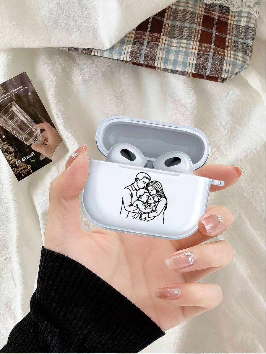 Minimalist And Warm Family Of Three Case, Transparent TPU Material, Minimalist And Practical, Suitable Compatible With Airpods 3/4/Pro/Pro2/Pro3, A Birthday Gift For Boyfriend/Girlfriend/Friend. Low-Key And Not Flashy, With Both Quality And Warmth - Clear - View 1