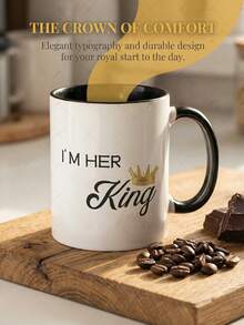 国王和王后情侣马克杯套装，11盎司陶瓷咖啡杯带把手，保温旅行杯，情人节结婚纪念日礼物 - 黑色 - 查看 8