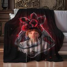 [Printed Theme Blanket] Polyester Stranger Unique Girl Flannel Blanket| Digital Printing, All Seasons, Multi-Functional| Bedroom, Guest Room, Living Room, Dormitory, Car Sofa, Travel, Great Gift U7R8 - 90*60英寸 - 查看 1