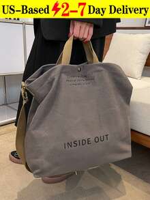 Retro Canvas Tote Bag, Letter Print Crossbody Bag, Casual Handbag For School Work Travel, Literary School Bag For Teens, Book Bag For Women Or Students, Perfect For Books, Shopping, Back To School And More[US Local Warehouse]Halloween Decorations,Travel Essentials,2025 New Fashion Large-Capacity Double Handle Single Shoulder Handbag, Lightweight And Portable, Women's Wallet, Suitable For Summer Outdoor Travel, Travel Essential Single Shoulder Handbag, Handbag, College Essential Bag, Attached Bag Size Chart, Please Read Carefully Before Purchase,Adjustable Crossbody Handbag For Women And Girls,For Holiday Beach, Bathroom Collection, Bedroom Collection, Large Capacity - 彩色 - 查看 14