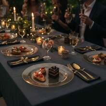 20pcs High-Quality Plates - Modern Urban Starry Sky Round Plates, Dinner Plates, Wedding Dessert & Appetizer Plates, Fancy Plates Suitable For Weddings, Parties, Restaurants, Gatherings - Flash Gold - View 10