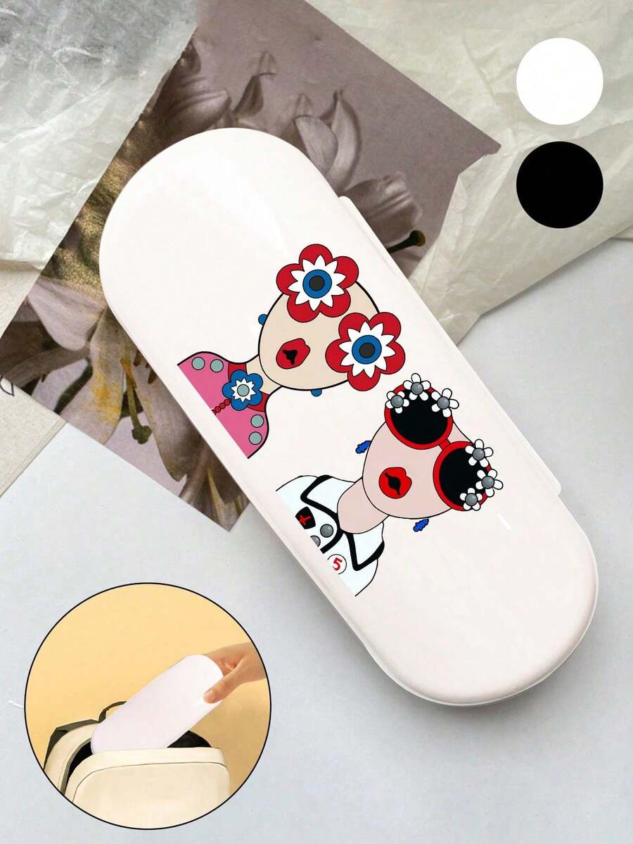 Estojo grande para óculos, elegante e moderno, com estampa de rainha. Bolsa para óculos, estojo estampado estiloso, material plástico, à prova d'água e resistente a manchas. Acessório de viagem, estojo para óculos com estilo ins, bolsa de mão, estojo para guardar óculos, estojo protetor para óculos de miopia. Pode armazenar óculos, cabos de dados, chaves, canetas. Ideal para viagens, camping, praia, turismo e como presente de Dia dos Namorados. - Multicolorido - Ver 1