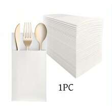 (50/100 Sheets) Cloud White Textured Linen Disposable Napkin Set With Built-In Cutlery Bag - Highly Absorbent, Elegant Table Setting, Suitable For Tents, Patios, Weddings, Hotels, Restaurants, Bars, Parties And Special Occasions | Exquisite Table Setting | Cutlery Storage Design, Ramadan And Eid Gifts, Presents, Home Decor, Murals, Paintings, Textiles, Incense Burners, Kitchenware, Kitchen Utensils, Gifts And Giveaways - Multicolor - View 12