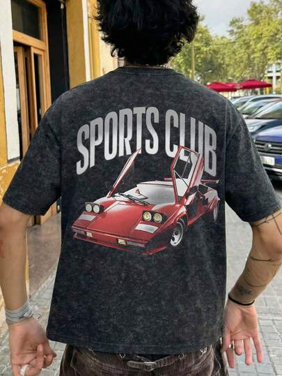  Fractyr 男士时尚休闲街头摇滚嘻哈宽松短袖T恤 | 赛车和英式图案印花 | 精致设计 | 春夏必备单品 | 基本款，复古风，百搭易穿，水洗棉面料 | 送给朋友的最佳礼物 | 展现你的独特个性。