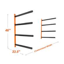 Wall Kayak Storage Rack, 4-Capacity Wall Mounted Kayak Holders For Kayak Canoe Paddle Board, Kayak Storage Hooks With Adjustable Padded Arms, 400 LBS Load Kayak Hanger For Indoor Outdoor Garage - Orange - View 10