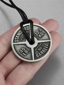 1件新款运动风举重杠铃哑铃吊坠项链 男士简约霸气健身饰品礼品 - 時尚 - 查看 3