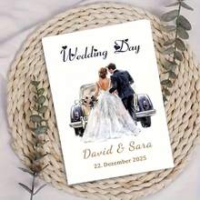 精美婚礼邀请函，附信封——是送给新人的完美结婚礼物——您可以在卡片背面写下您的祝福和寄语。婚礼祝福卡、留言卡、附带信封，经典婚礼美学，结实耐用的信封，新娘 - A - 查看 3