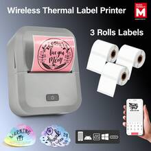 Impressora cinza e três rolos de etiquetas de 40*30mm