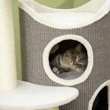 109cm Cat Tree With Scratching Post And Cat Cushion, Sisal Posts, Modern White And Grey Design For Cat Lovers - White + Gray - View 3