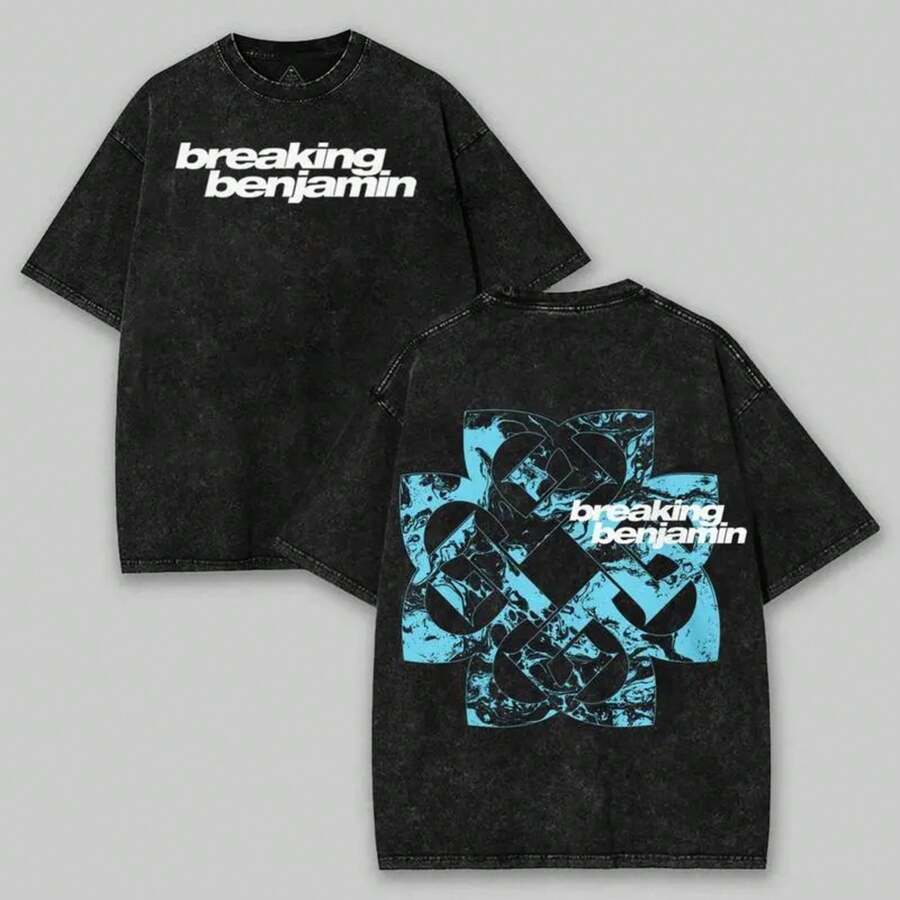 Super Value Hot Washed T-Shirt Breaking Benjamin 90s Vintage Shirt, Breaking Benjamin Fan Shirt, Rock Band Merch TDG Concert Tee Alternative Metal Fans, Gift For Punk, Rock Fans, Streetwear Cotton Fabric Is The Best Gift For Friends X1S0001 - 黑色 - 查看 1