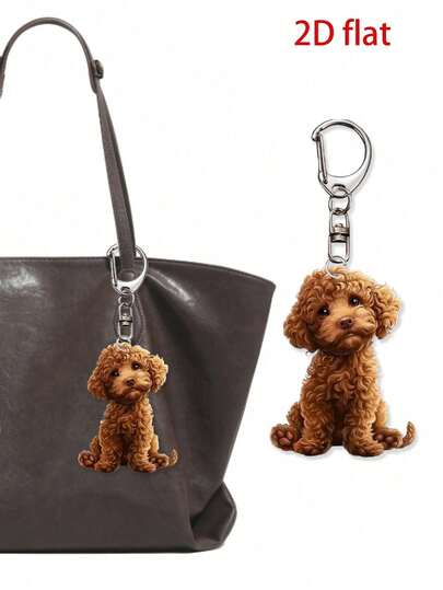 Cute Curly-Haired Teddy Bag Charm Decoration - Brown, Christmas Tree Decoration, Cute Acrylic Dog Shape Ornaments,Lightweight Acrylic Pendant For Purse, Backpack, Car, Home - No Power Needed, Pet Lover Gift, Car Accessory, Playful Accessory, Smooth Texture, 2d Flat,Outdoor Accessories, Partyaccessories, Gifts, Souvenirs,Perfect Homecoming Gift