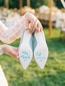 1/6/12pcs Custom Wedding Shoes Decal, Customize Text,Custom Ich Will Sticker, Wedding Shoes Sticker, Personalized Wedding Shoes Sticker, Custom Mr And Mrs,Something Blue Decal, Wedding Shoes Decal, Bride Shoe Stickers, Wedding Day Accessories - Multicolor - View 4