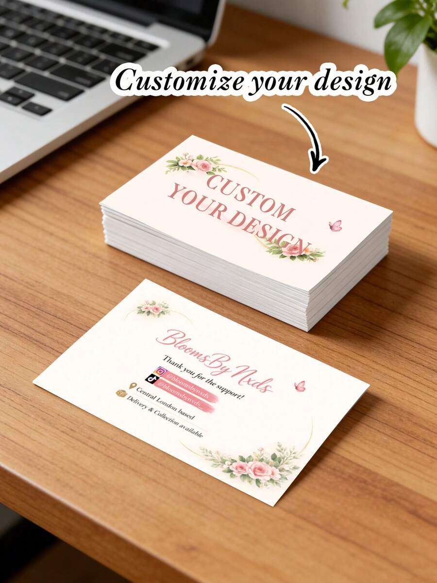 100pcs/200pcs/500pcs Double-Sided Printed Customized Greeting Cards, Business Cards, Laminated, Upload Design, With Logo And Text, Nail Salon Barber Shop, Personal, Corporate, Gift Cards, Product Cards, Store Promotion