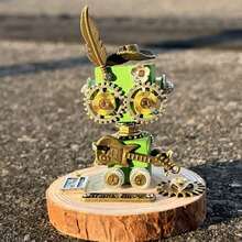 1pc "Dumb Little Cloth" Handmade Original Denim Punk Steampunk Robot Figurine, Handcrafted Gift For Friends, Sincere Heartfelt Present With Exquisite Punk Futuristic Design - Multicolor - View 1