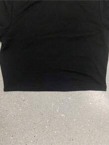 MILANO 96 Letter Print Round Neck Short T-Shirt |   Casual Short Sleeves, Y2K Style, Geometric Pattern, Ideal For Spring And Summer - 黑色 - 查看 6