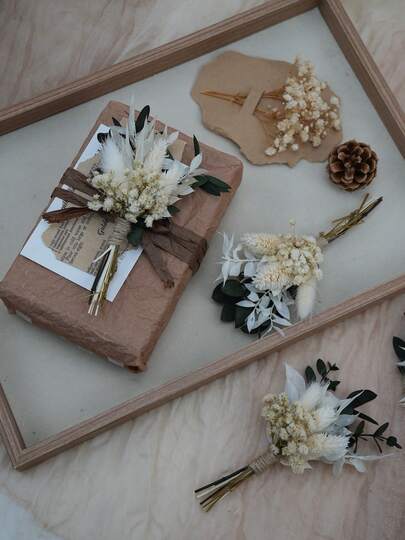 Hot Selling Mini Dried Flower Bouquet 1-12pcsSet, Suitable For Bohemian Wedding, Table Centerpiece Decoration, Dried Small Reeds, Crafting Dried Flowers, Bridesmaid Gift Box For Birthday Cakes, Vase Decoration