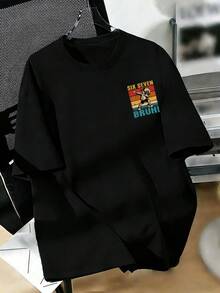 青少年男孩“Six Seven Bruh”字母图案T恤，印有Dab舞姿势，适合男孩派对、街头、活动穿着，夏季上衣 - 黑色 - 查看 6