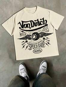 [Cotton T-Shirt] Tween Boy Cotten Clothes,Y2K-Inspired Letter Print T-Shirt - Casual Crew Neck, Short Sleeve, Machine Washable - Perfect For Spring/Summer/Fall,Fashion, Streetwear, Unisex, Men, Women - 杏色 - 查看 4