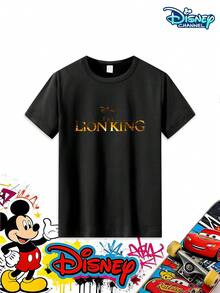 This Short-Sleeved T-Shirt For Boys Is A Collaboration With The Lion King. It Features A Gold-Stamped "THE LION KING" Lettering Print On The Front And A Sunset Lion Silhouette On The Back. Suitable For Boys Aged 3-12, It's Perfect For Summer Everyday Wear, School Attire, Disneyland Visits, Family Outings, Beach Vacations, Birthday Parties, And Is A Must-Have For The Back-To-School Season. It's Also Perfect For Fun And Playful Photos, A Top Choice For American Moms As A School Bestseller And Holiday Gift. Durable, Long-Lasting, And Available In A Full Range Of Sizes To Fit Different Heights And Weights, This Classic Childhood IP Collaboration Ensures High Recognizability. Versatile And Eye-Catching, It's Sure To Turn Heads At Playgrounds And Is An Essential Item In Any Boy's Wardrobe. - màu đen - Xem 4