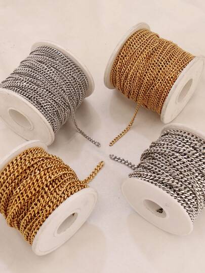 100cm 3/4mm Stainless Steel Link Chain Findings Curb Cuban Chain For Jewelry Making Supplies Bracelets Necklace Jewelry Findings DIY Accessories