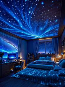 Lámpara de proyección YETHKE, accesorio de iluminación con efecto de nebulosa LED, alimentado por USB con control remoto, adecuado para proyección de cielo estrellado en el dormitorio, iluminación nocturna por proyección, ideal para el Día de San Valentín, fiestas de cumpleaños y decoración del hogar en el dormitorio - Multicolor - Ver 14