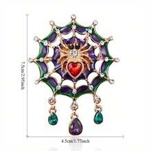 Vintage Enamel Spider Rhinestone Brooch, Women's Fashionable Luxury Jewelry, Set With Sparkling Rhinestones And Enamel Details, Suitable For Weddings And Formal Occasions, Perfect Holiday Gift - 紫色 - 查看 4
