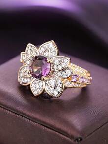 1 chiếc nhẫn đá Cubic Zirconia thời trang dành cho nữ, thích hợp làm quà tặng Ngày Valentine, đám cưới, kỷ niệm, tiệc tùng. - 1 # - Xem 7