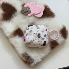 Cartoon Cat & Pony Graffiti Design Protective Case, Compatible With Apple Pro 2nd/3rd Generation Bluetooth Earphones Silicone Soft Case - White - View 2