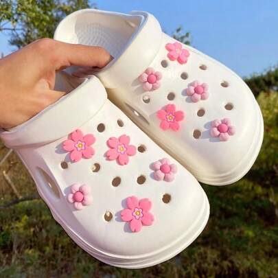 10pcs Pink Sakura Flower DIY Shoe Accessories - Fun, Versatile, Personalized Shoe Decor, Suitable For Daily Wear, Birthday, Party, Holiday Gifts, Mother's Day Gifts