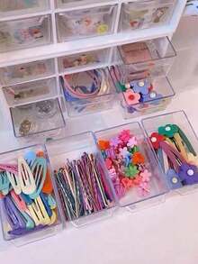 Transparent Plastic Desktop Drawer Storage Box, Large Capacity Multi-Function Storage Rack, Suitable For Desk Or Wall-Mounted, Portable Jewelry Stand, Office Supplies, Cosmetics, Bathroom Accessories, Travel Essentials - Multicolor - View 4