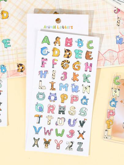 A-Z 全套创意动物字母贴纸，早教工具和DIY手工材料，文具贴纸，学习用品