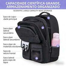 Unisex Children's School Backpack - Orthopedic And Ergonomic - Lightweight, Durable, With Multiple Compartments - 紅色 - 查看 3