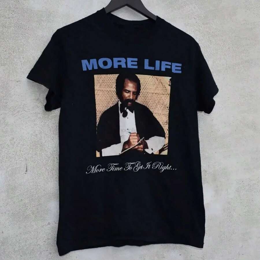 180GSM Pure Cotton Printed T-Shirt Featuring Drake More Life Themed Graphic In Classic Black Style Crafted With High Quality Knitted Fabric That Is Soft To The Touch Highly Breathable Long Lasting Durable Resistant To Dirt And Very Easy To Clean Providing All Day Comfort For Music Fans And Casual Daily Wear - màu đen - Xem 1