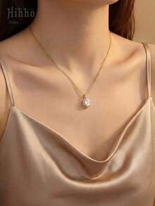 Hihho 一条双色锆石镶嵌项链，奢华闪耀的高端风格，锆石点缀更添立体感，适合日常、约会、派对、节日礼物等场合。 - 圓鋯項鍊 - 查看 6